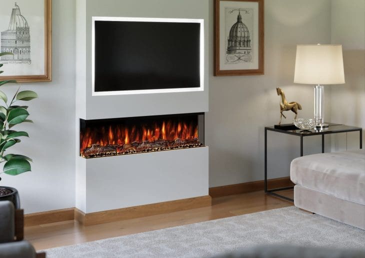 Evolution Slimline Spectrum Series 44 Inch - 3 Sided Panoramic HD+ Touchscreen Controls Electric Fireplace