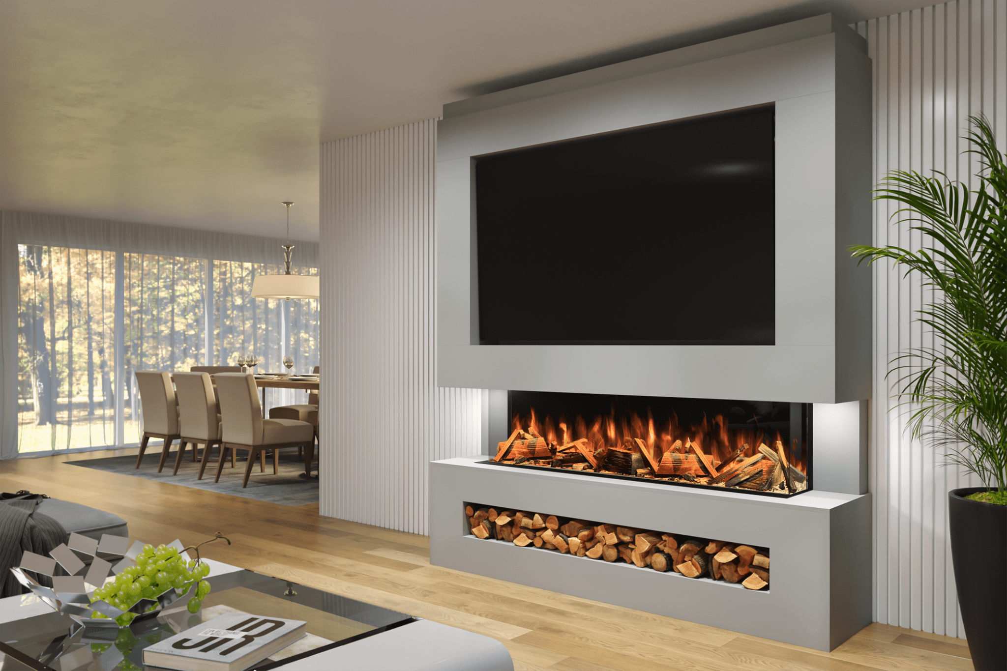 Bespoke Electric Media Walls with Fireplace in UK | Evolution Fires